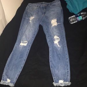 Rue 21 Ripped Fringe Jeans. Size 12.